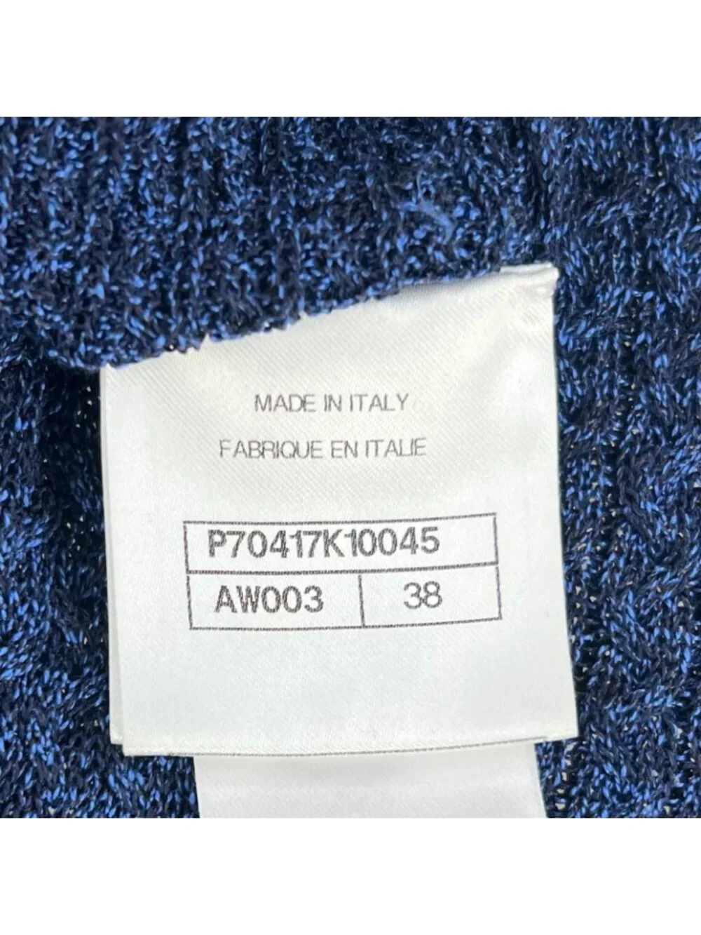 Chanel SS Short Sleeve Knit Silk Blue CC Logo Button Sweater 38